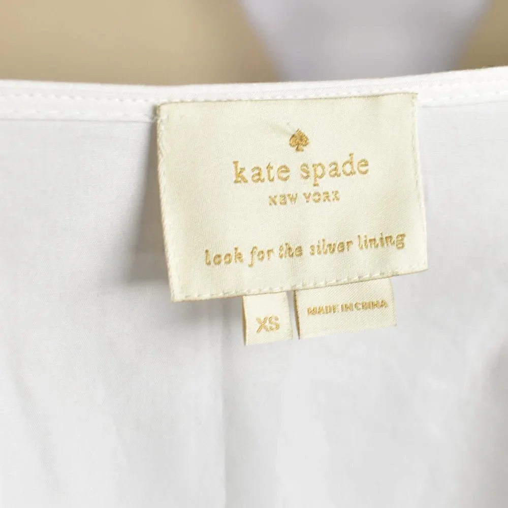 Kate Spade Fit Flare Smocked Poplin Dress XS